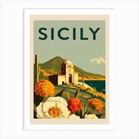 Sicily Vintage Travel Poster Art Print