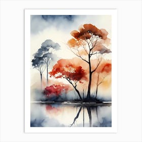 Watercolor Of Trees 10 Art Print