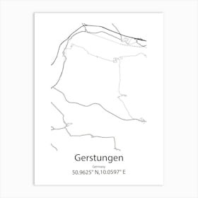 Gerstungen,Germany Minimalist Map Art Print