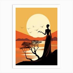 African Woman At Sunset 1 Art Print