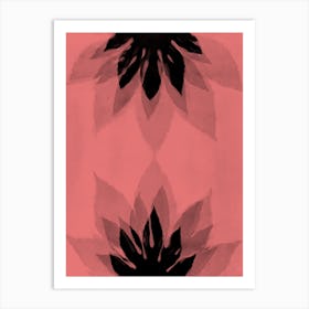 Coral black leaf Art Print