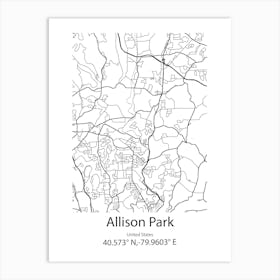 Allison Park,United States Minimalist Map Art Print