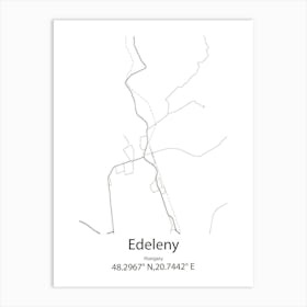 Edeleny,Hungary Minimalist Map Poster