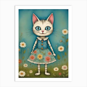 Cat in a dress 4 Art Print