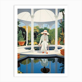 Patio With Pool In Mexico - expressionism 4 Art Print