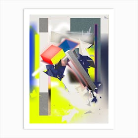 Coloful Geometric Abstraction Black Orange Yellow Deep Blue Art Print