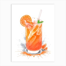 Aperol With Ice And Orange Watercolor Vertical Composition 12 Art Print