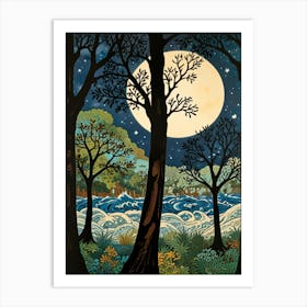 William Morris Moonlight In The Woods Art Print