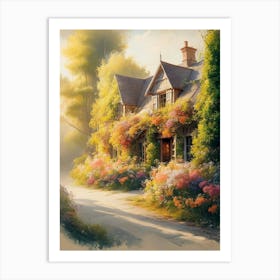 Oil Painting Cottage In The Country Art Print