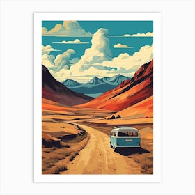 Fimmvorduhals Pass Iceland 2 Vintage Travel Illustration Art Print