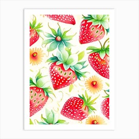 Strawberry Repeat Pattern, Fruit, Storybook Watercolours 2 Art Print