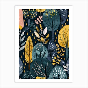 Autumn Trees Seamless Pattern 2 Art Print