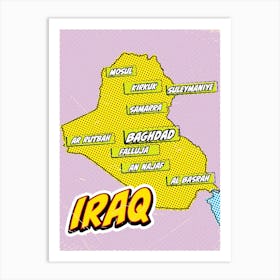 Iraq Pop Art Map Art Print