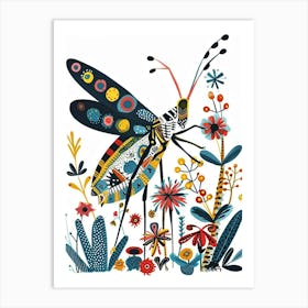 Colourful Insect Illustration Grasshopper 5 Art Print