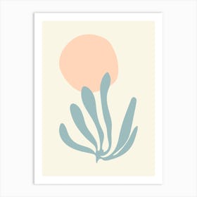 Matisse inspired Blue and Peach Leaf Cutout Art Print