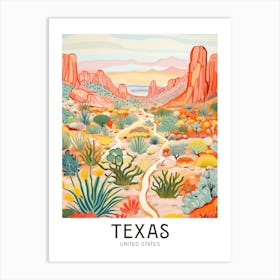 Texas, United States Maximalist Travel Poster Vibrant Colour Art Print