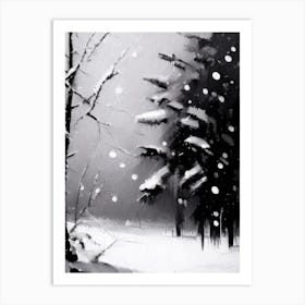 Winter, Snowflakes, Black & White 2 Art Print