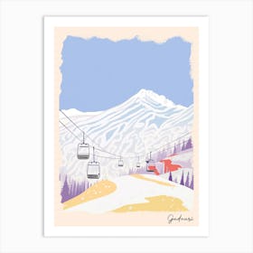 Poster Of Gudauri   Georgia, Ski Resort Pastel Colours Illustration 0 Art Print