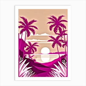 Sunset With Palm Trees 3 Art Print