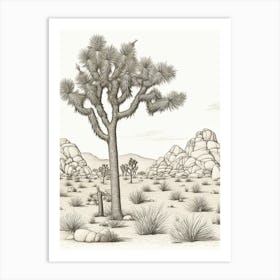  Detailed Drawing Of A Joshua Trees At Dawn In Desert 5 Art Print