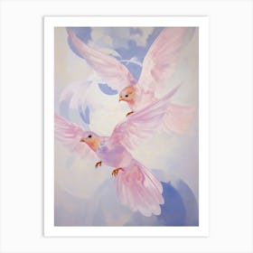 Pink Ethereal Bird Painting Bluebird 2 Art Print