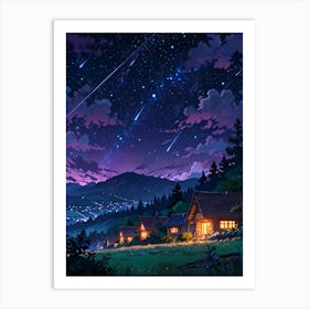 Night Sky Anime aesthetic 6 Art Print