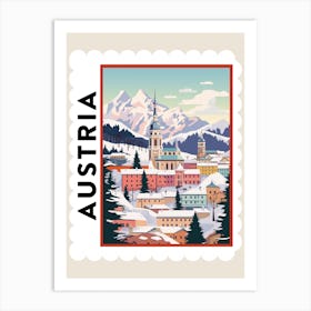 Retro Winter Stamp Poster Salzburg Austria 2 Art Print