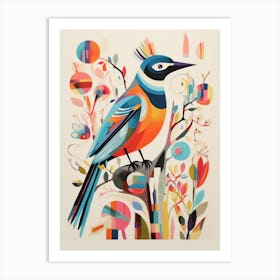 Colourful Scandi Bird Sparrow 3 Art Print