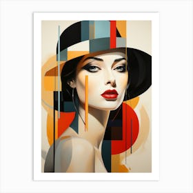 Beautiful woman - Abstract minimalist image in Bauhaus 1 Art Print