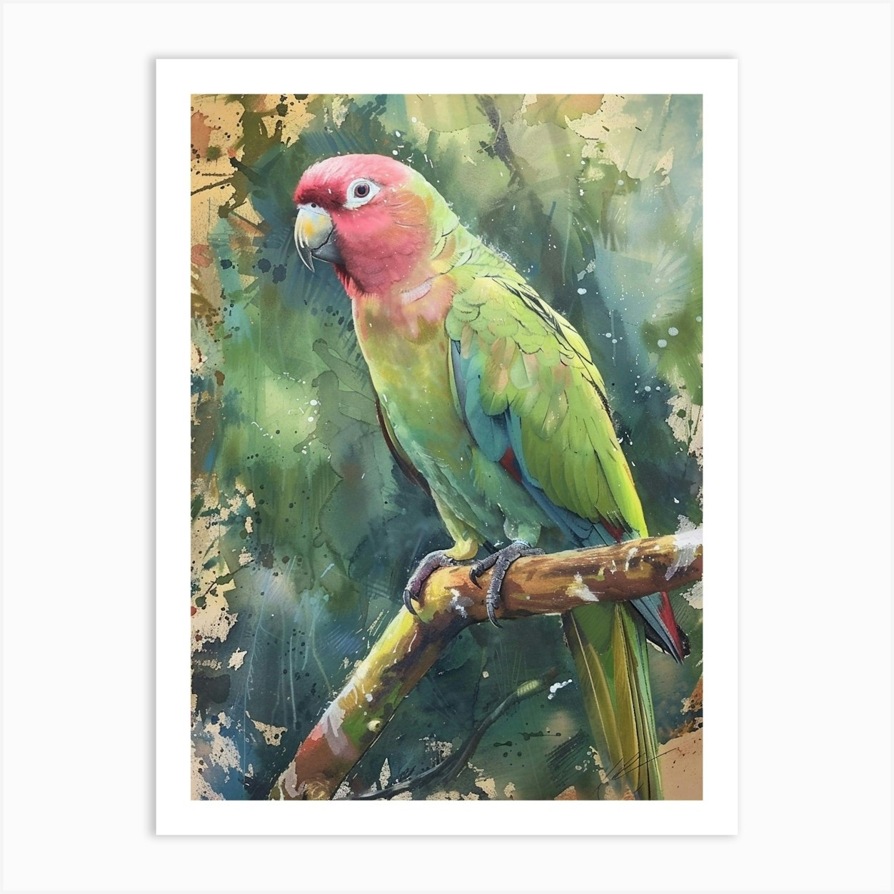 Parrot Pastel Watercolour 3 Art Print by Critter Crafts