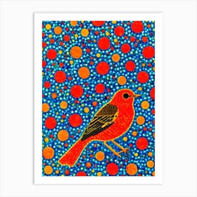 Robin Yayoi Kusama Style Illustration Bird Art Print