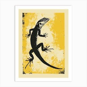 Yellow Oustalets Lizard Block Print 2 Art Print