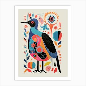 Colourful Scandi Bird Kiwi Art Print