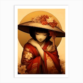 Japan Traditional Geisha Illustration By Ad 53 Art Print