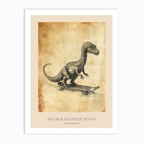 Apatosaurus Vintage Dinosaur Poster 2 Art Print