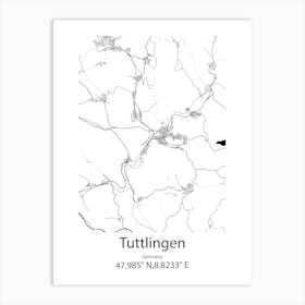 Tuttlingen,Germany Minimalist Map Art Print