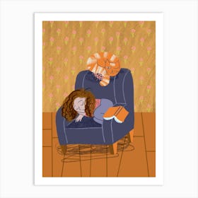 Girl Sleeping On A Chair Art Print