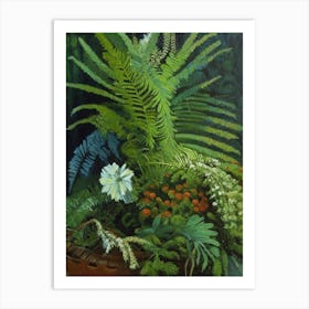 Buttonquail Fern Cézanne Style Art Print