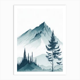 Mountain And Forest In Minimalist Watercolor Vertical Composition 107 Art Print