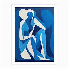 Blue Drawing Of A Woman Matisse Style Art Print
