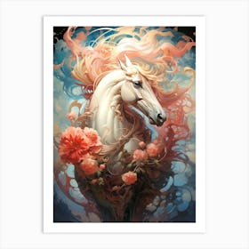 Horse With Flowers Art Print