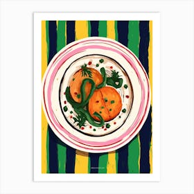 A Plate Of Canelloni, Top View Food Illustration 2 Art Print