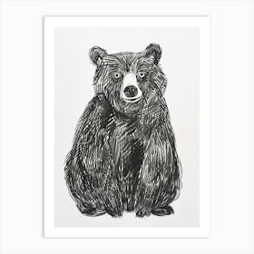 B&W Bear 2 Art Print