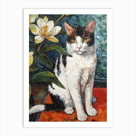 Cat With Flowers Art Print