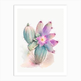 Star Cactus Pastel Watercolour 2 Art Print