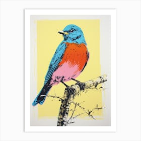 Andy Warhol Style Bird Eastern Bluebird 4 Art Print