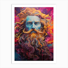  A Silk Screen Portrait Of Poseidon Pre Raphaelite 4 Art Print