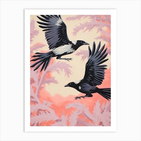 Vintage Japanese Inspired Bird Print Raven 4 Art Print