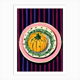 A Plate Of Pumpkins, Autumn Food Illustration Top View 11 Art Print
