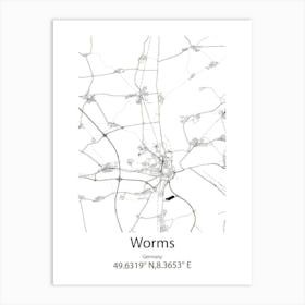 Worms,Germany Minimalist Map Art Print